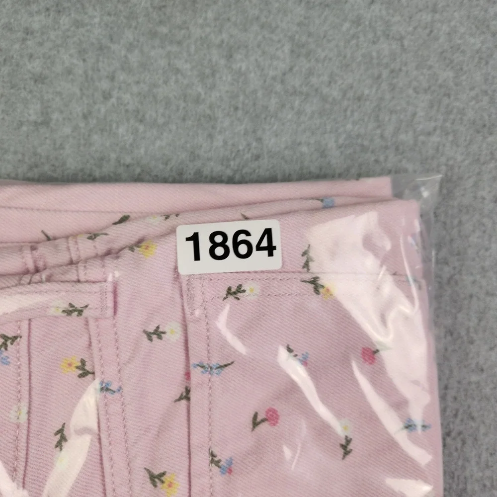 Old Navy Baggy Jeans Girls 12 Pink‎ Floral Built-In Tough Y2K High Rise Wide Leg